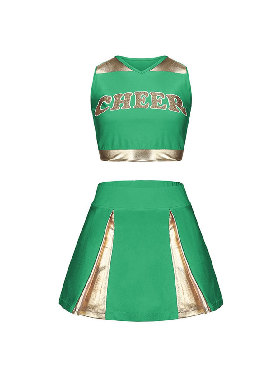 Naughty Cheer Metallic Skirt Set