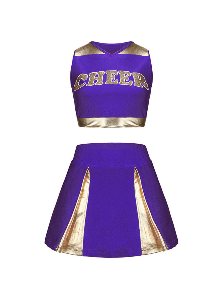 Naughty Cheer Metallic Skirt Set