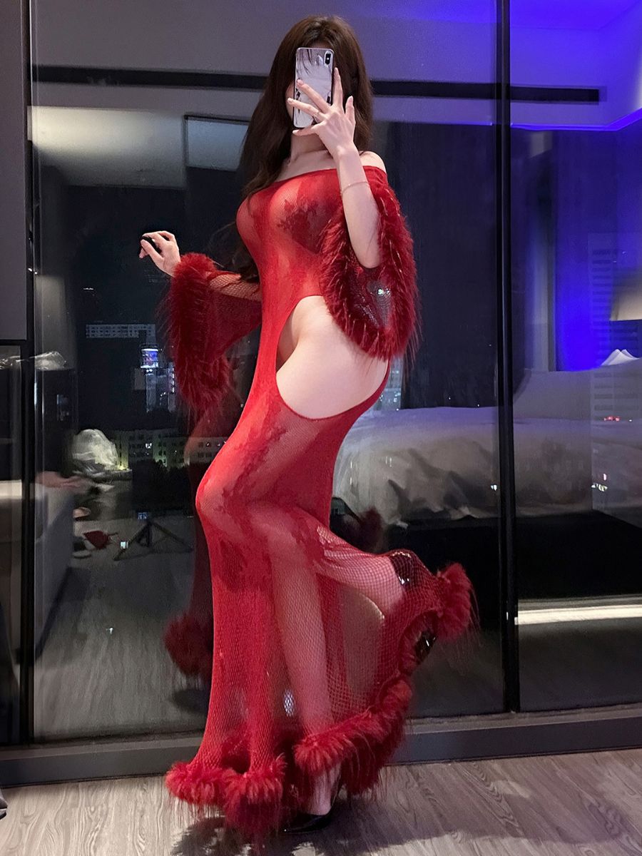 Off Shoulder Bell Sleeve Fishnet Chemise