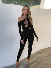 Cutout One Shoulder Full Bodystocking