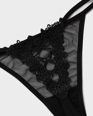 Lace-Trim Mesh V-String Panty