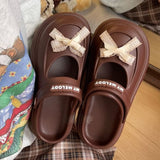 Mary-Jane-Clogs mit Plateausohle und Schleife