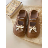 Mary-Jane-Clogs mit Plateausohle und Schleife