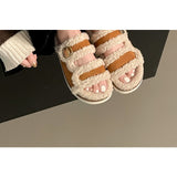 Slide-Sandalen aus Fleece mit Plateau-Einsatz
