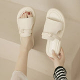 Platform Plain Knot Faux Leather Slide Sandals