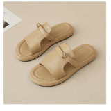 Platform Plain Knot Faux Leather Slide Sandals