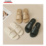 Platform Plain Knot Faux Leather Slide Sandals