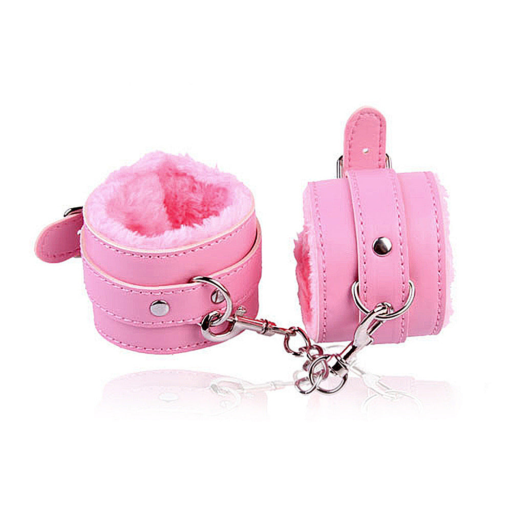 PU Leather and Furry Handcuffs Adjustable Buckle Shackle Cosplay Accessory
