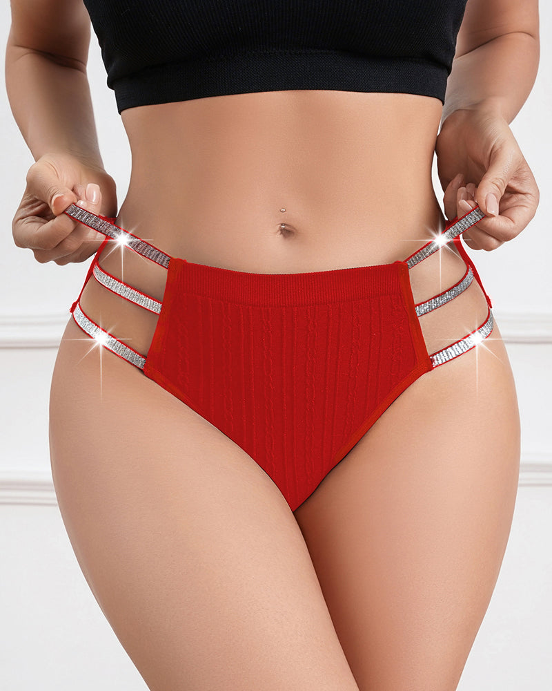 Openwork Glossy Waistband Comfortable Breathable Underwear