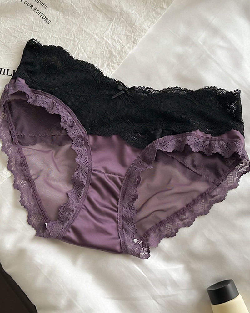 Colorblock Lace Mesh Sheer Panties