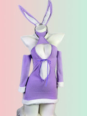 Rib Knit Cut Out Bunny Costume