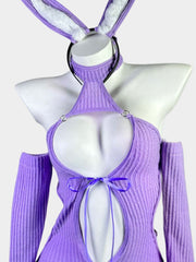 Rib Knit Cut Out Bunny Costume