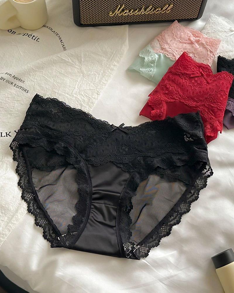 Colorblock Lace Mesh Sheer Panties