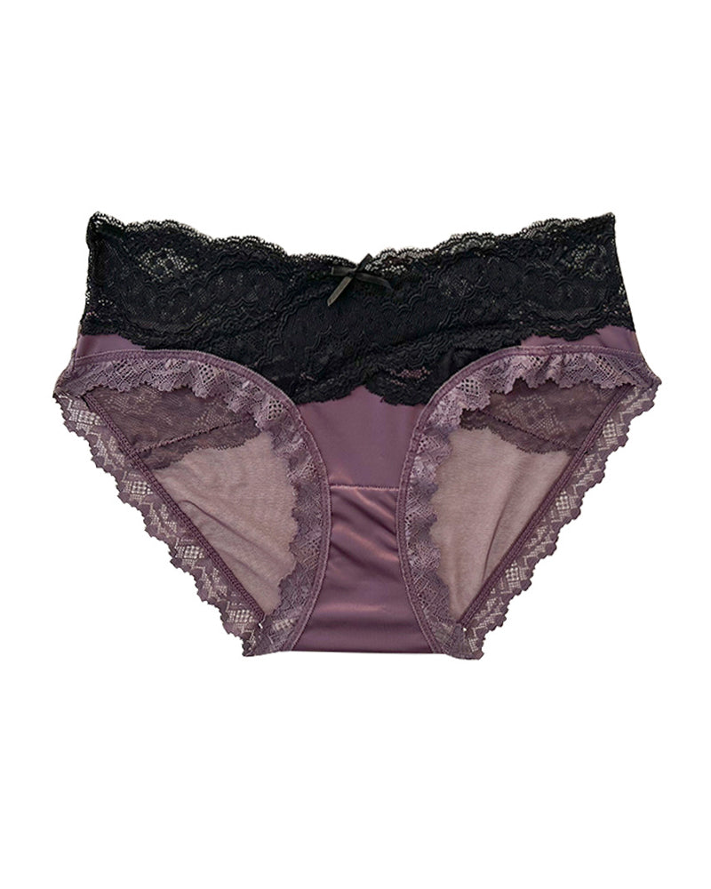 Colorblock Lace Mesh Sheer Panties