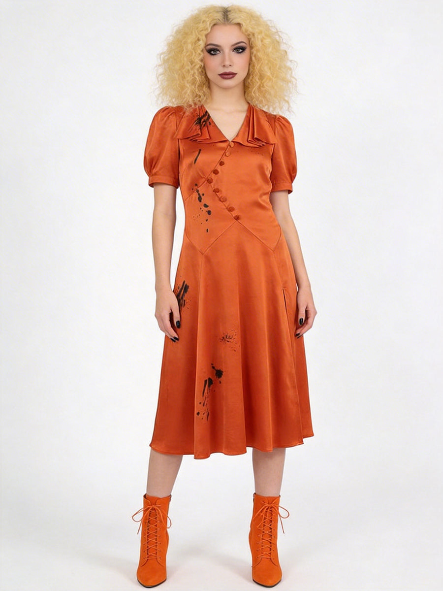 Scary Ink Splatter Print Midi Dress