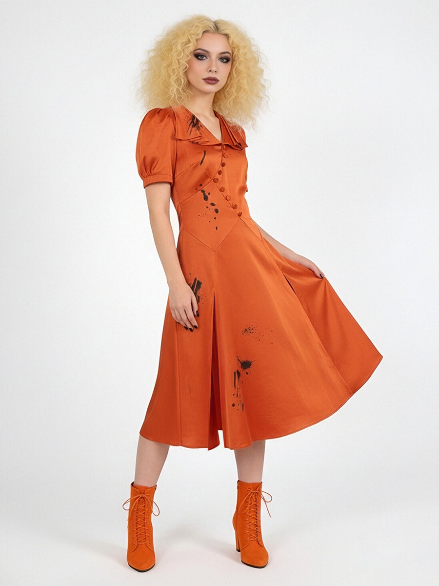 Scary Ink Splatter Print Midi Dress