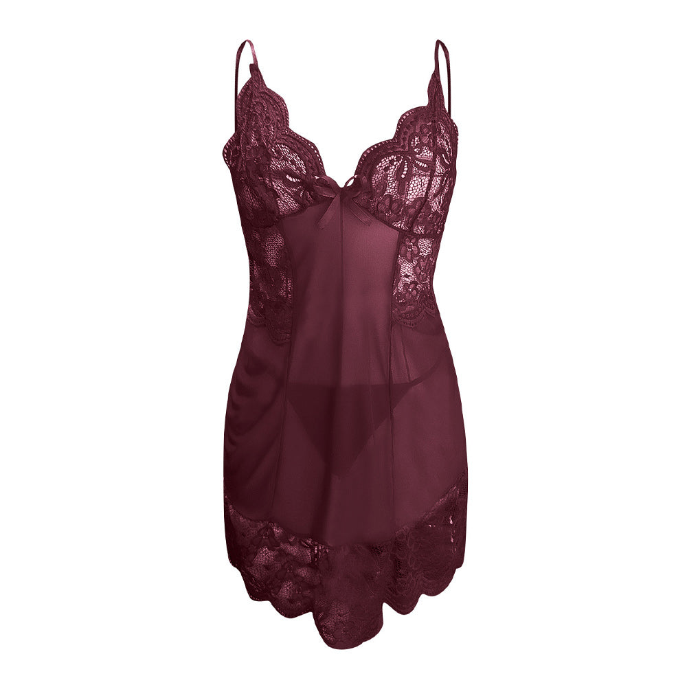 Babydoll Lace Honeymoon Dress Spaghetti Strap Mesh Chemise Sleepwear