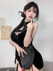 Chinese High Slit Mini Dress