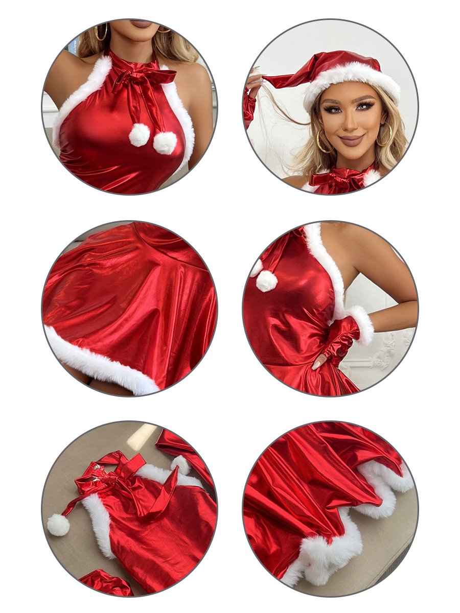 Red Metallic Christmas Mini Dress