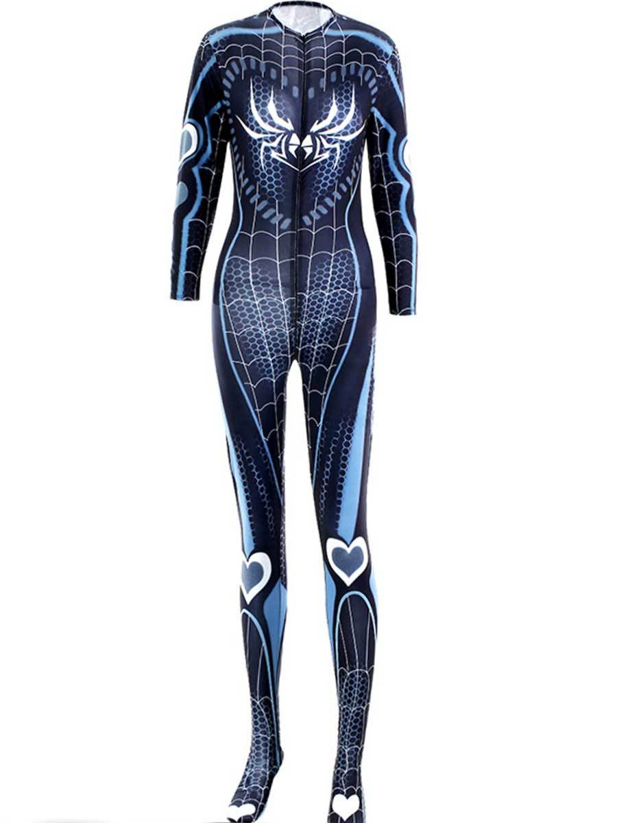Spider Print Crotchless Catsuit