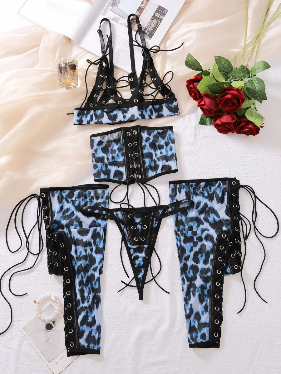Cupless Leopard Bra and Panty