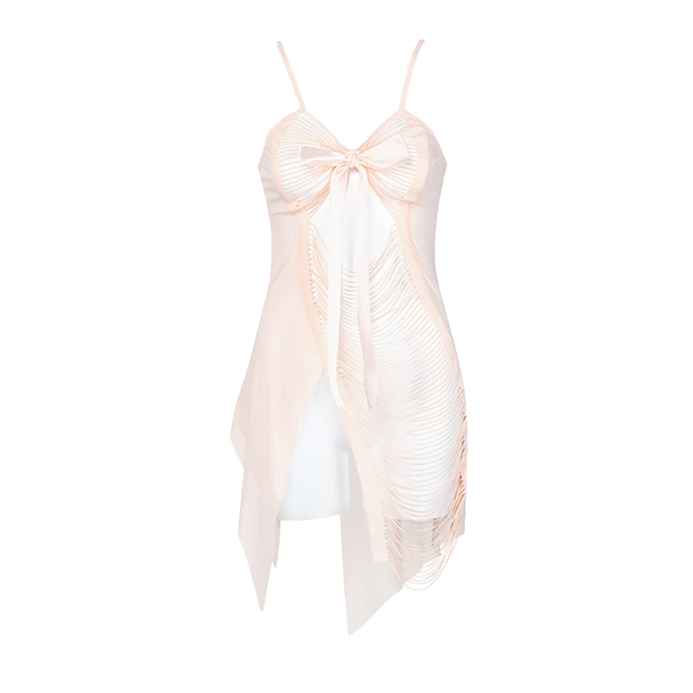Fringed Bowknot Chemise Set