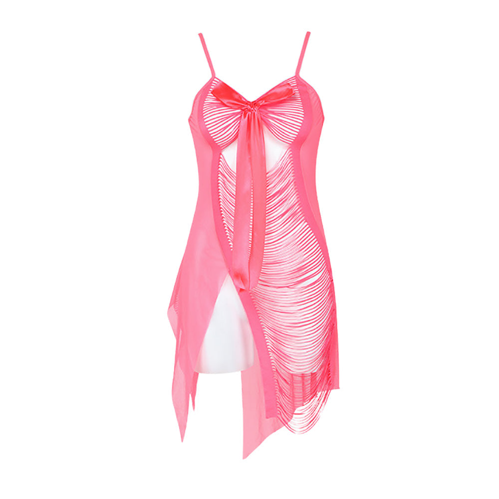 Fringed Bowknot Chemise Set