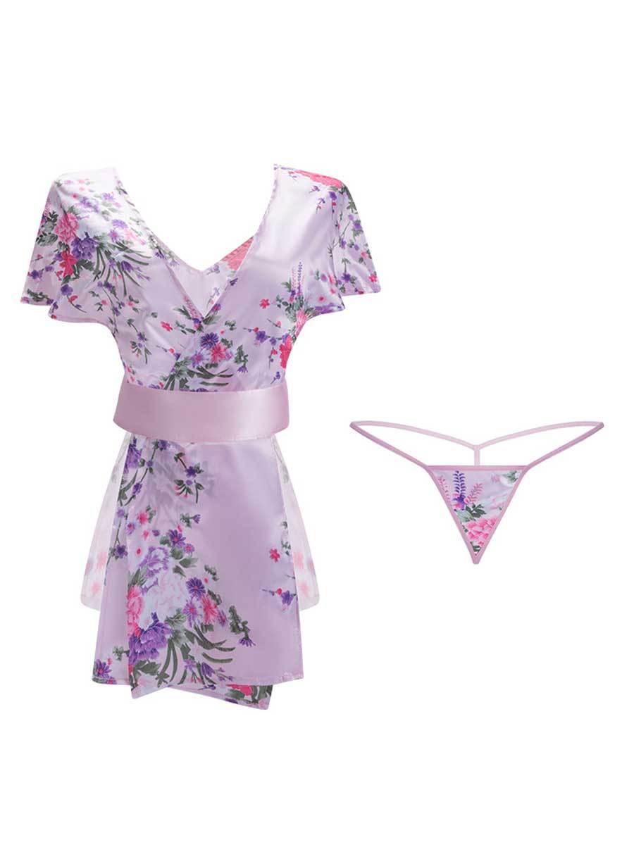 Floral Japanese Short Robe