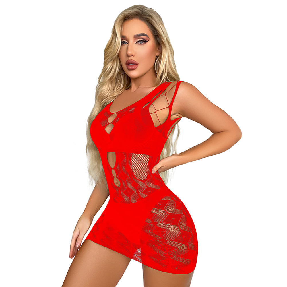 Lace Bodycon Dress Cut Out Sleeveless Mini Dress Mesh Babydoll Lingerie