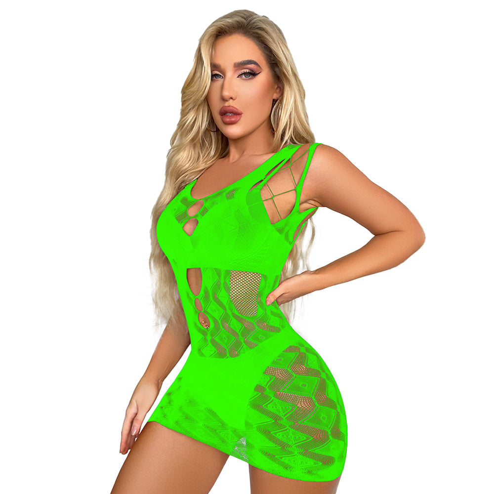 Lace Bodycon Dress Cut Out Sleeveless Mini Dress Mesh Babydoll Lingerie