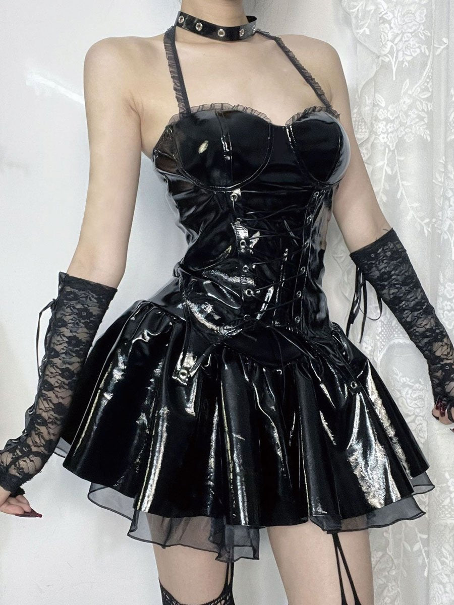 Latex Gothic Top and Skirt Set