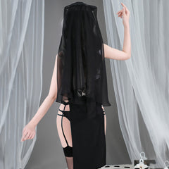 Nun Costume Nun Habit Cosplay Outfit High Slit Lingerie Dress with Habit Nun Veil