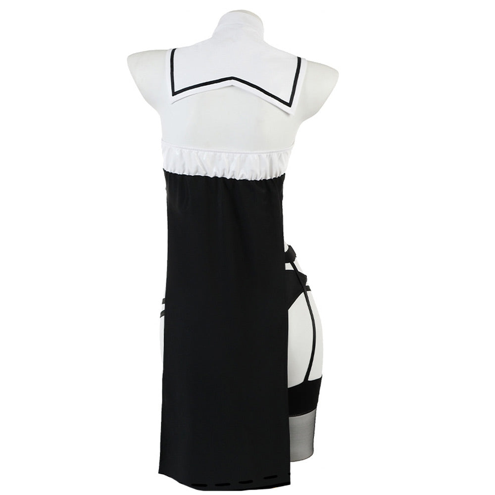 Nun Costume Nun Habit Cosplay Outfit High Slit Lingerie Dress with Habit Nun Veil