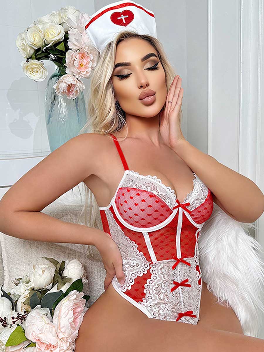 Lace Nurse Teddy Lingerie