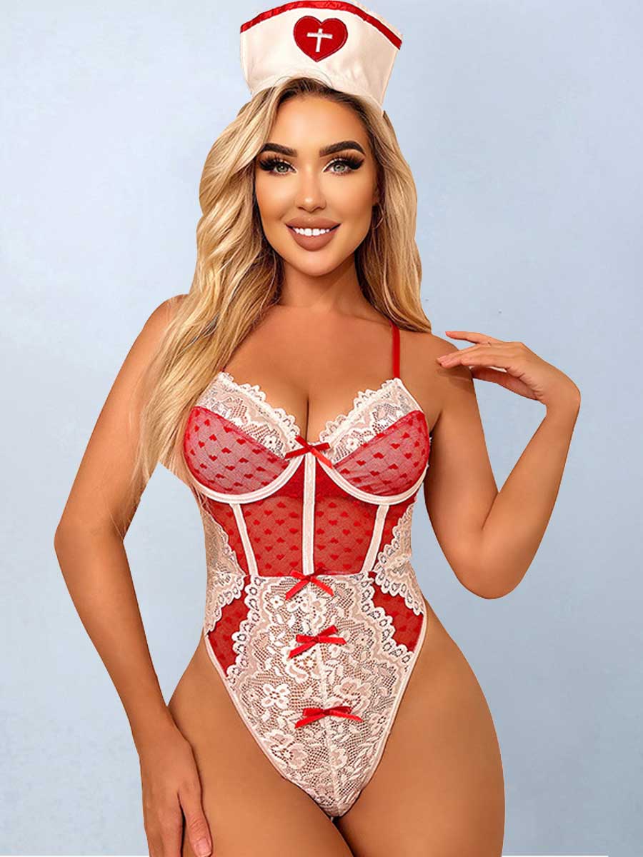 Lace Nurse Teddy Lingerie
