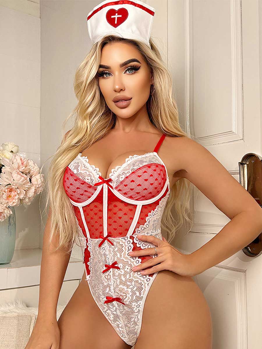 Lace Nurse Teddy Lingerie