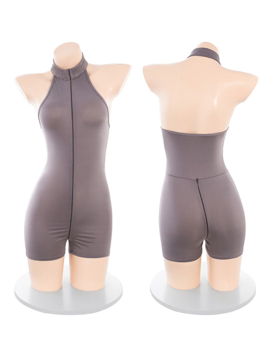 Zipper Crotch Sleeveless Romper