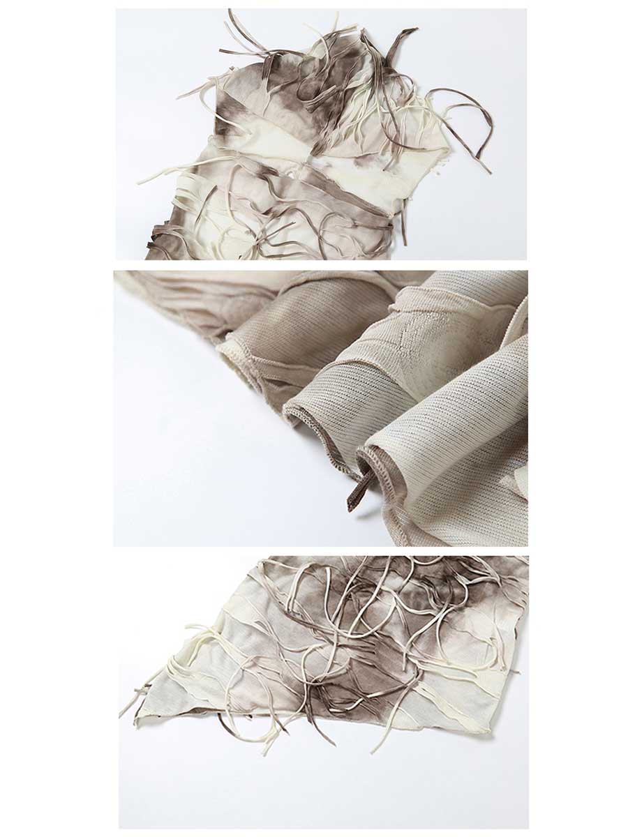 Tie Dye Fringe Hooded Mini Dress