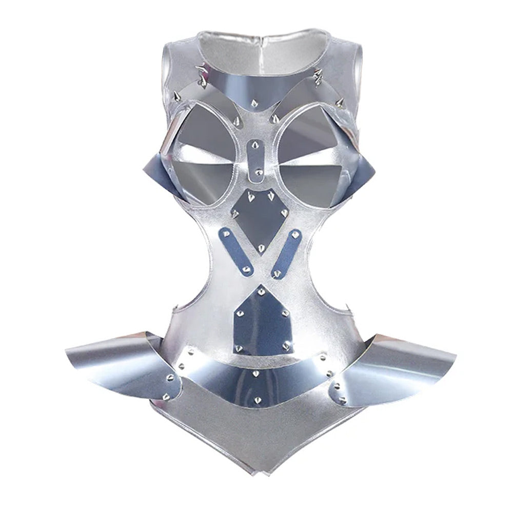 Space Cadet Costume Adult Astronaut Cosplay Costume Metallic Silver Rave Outfit
