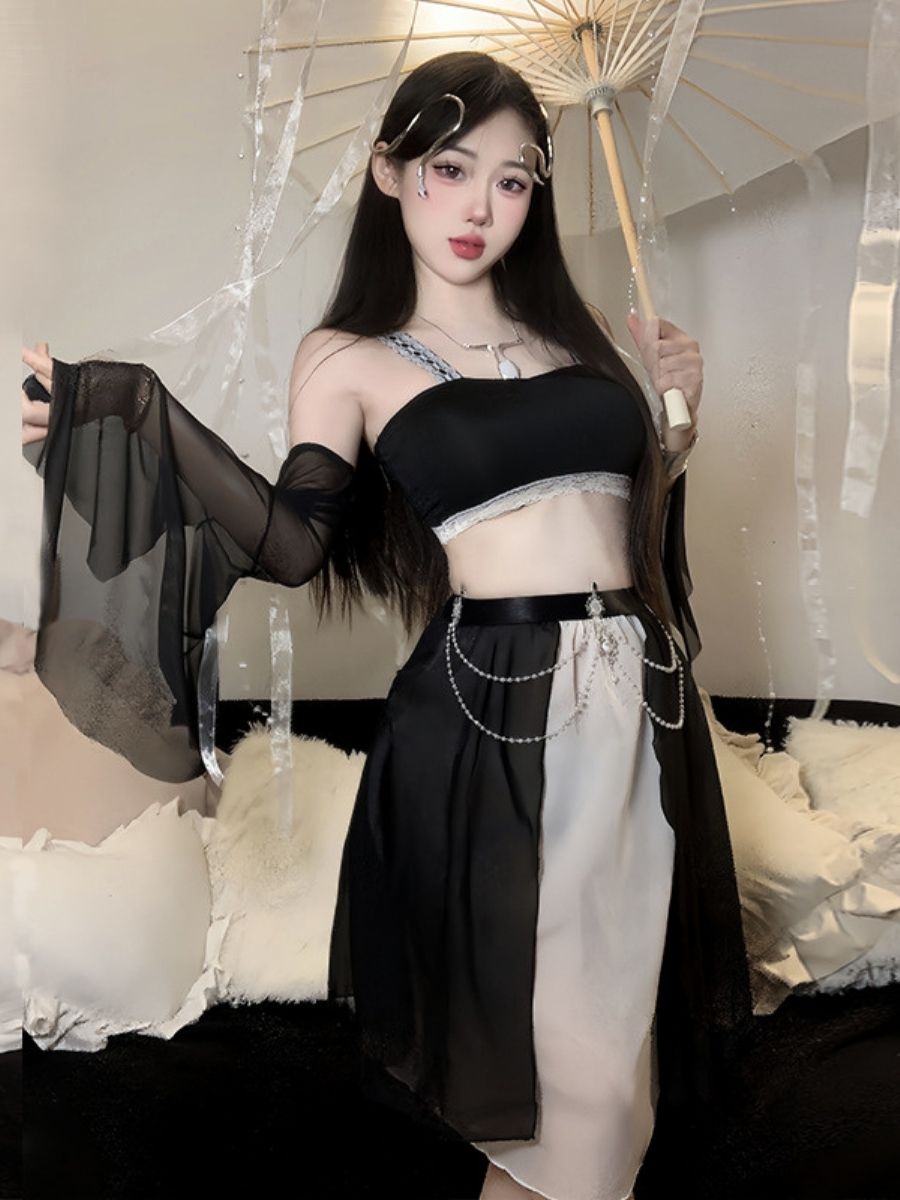 Chinese-Inspired Crop Top and Skirt