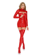 Patent Leather Cut-Out Bodycon Dress