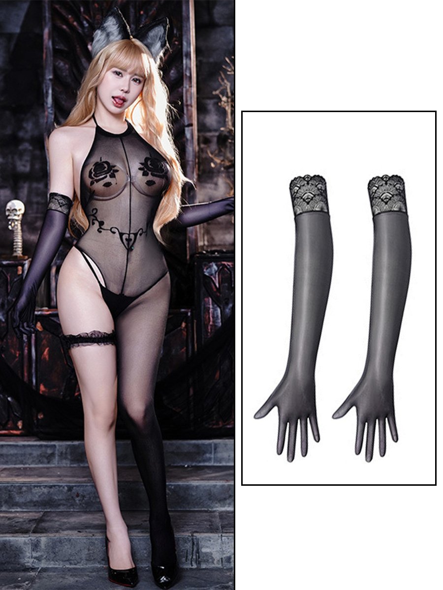 Jacquard Rose Bodystocking