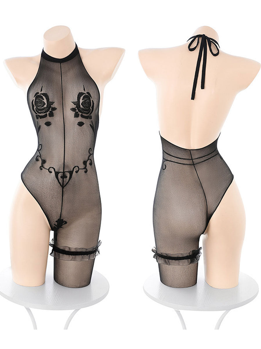 Jacquard Rose Bodystocking