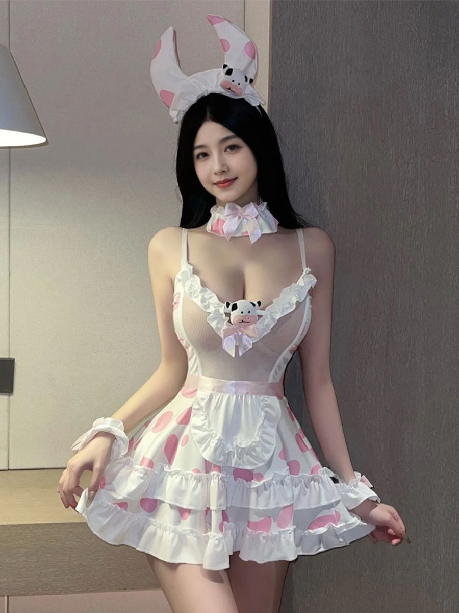 Ruffled Kawaii Cow Girl Lingerie