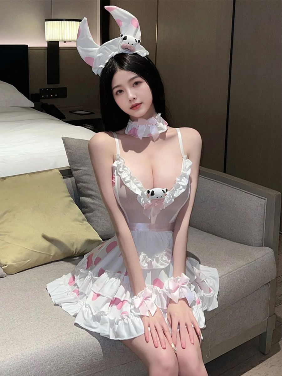 Ruffled Kawaii Cow Girl Lingerie