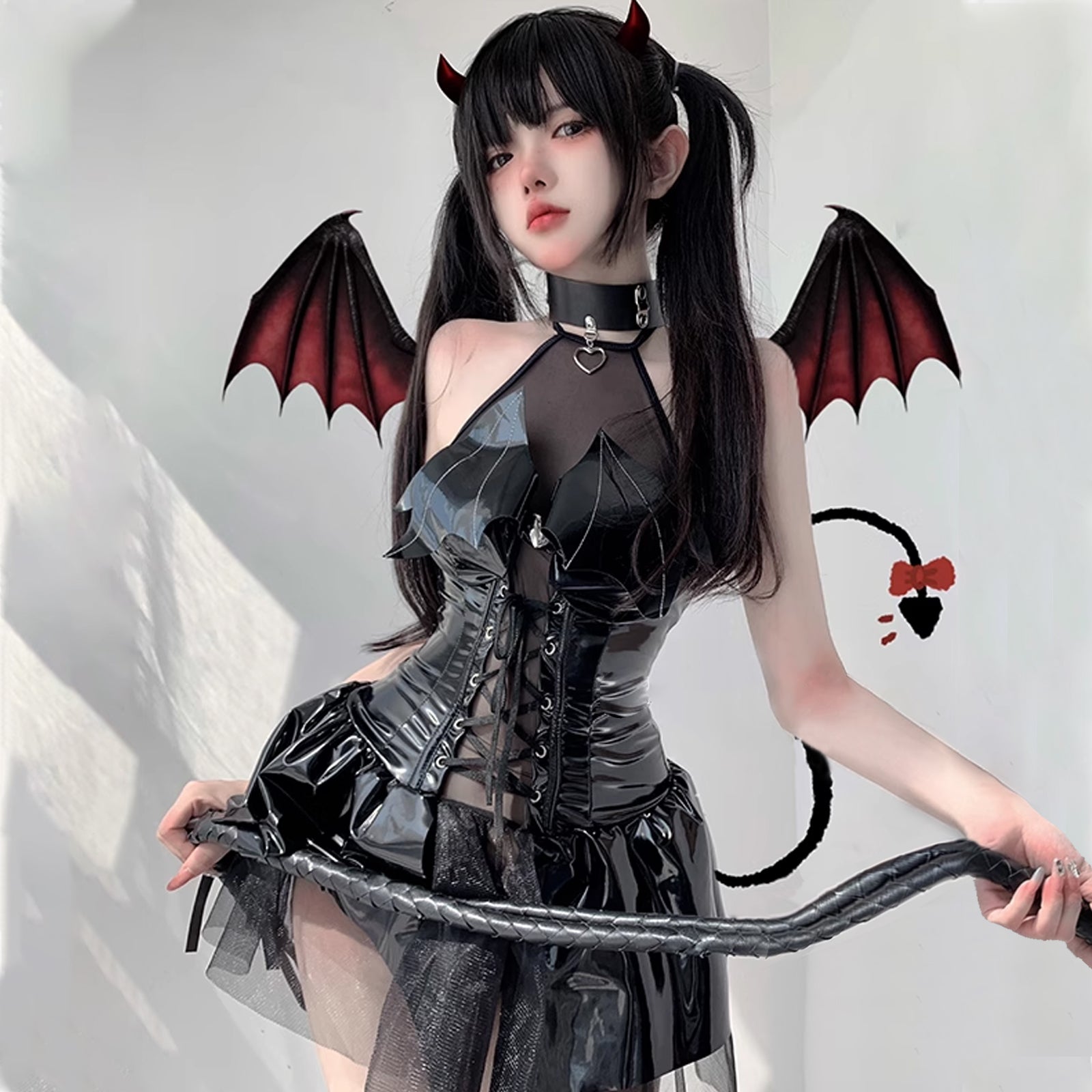 Latex Succubus Cosplay Costume Little Devil Anime Lingerie Gothic Demon Halloween Outfits