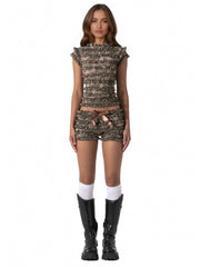 Two Piece Ruffled Girly Rave Outfit