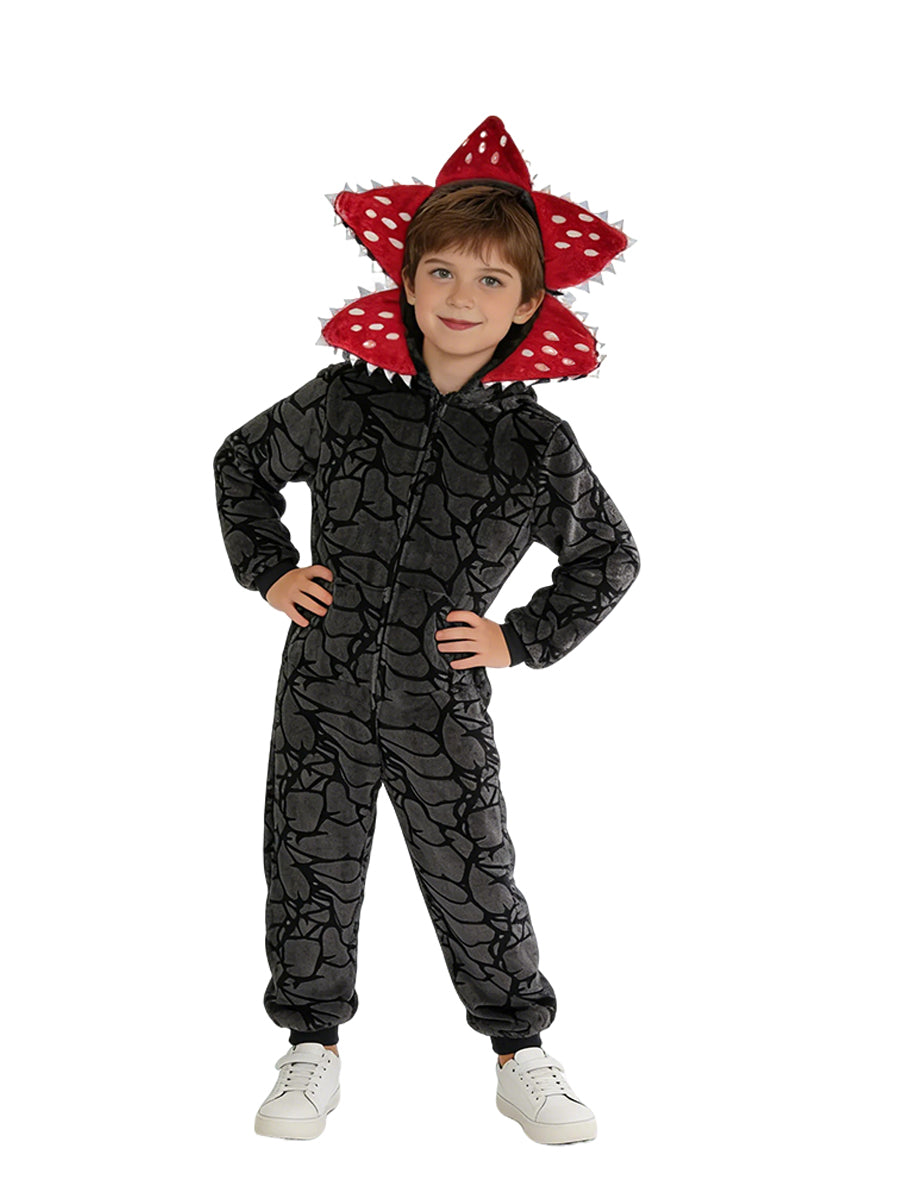 Scary Floral Fleece Hooded Jumpsuit