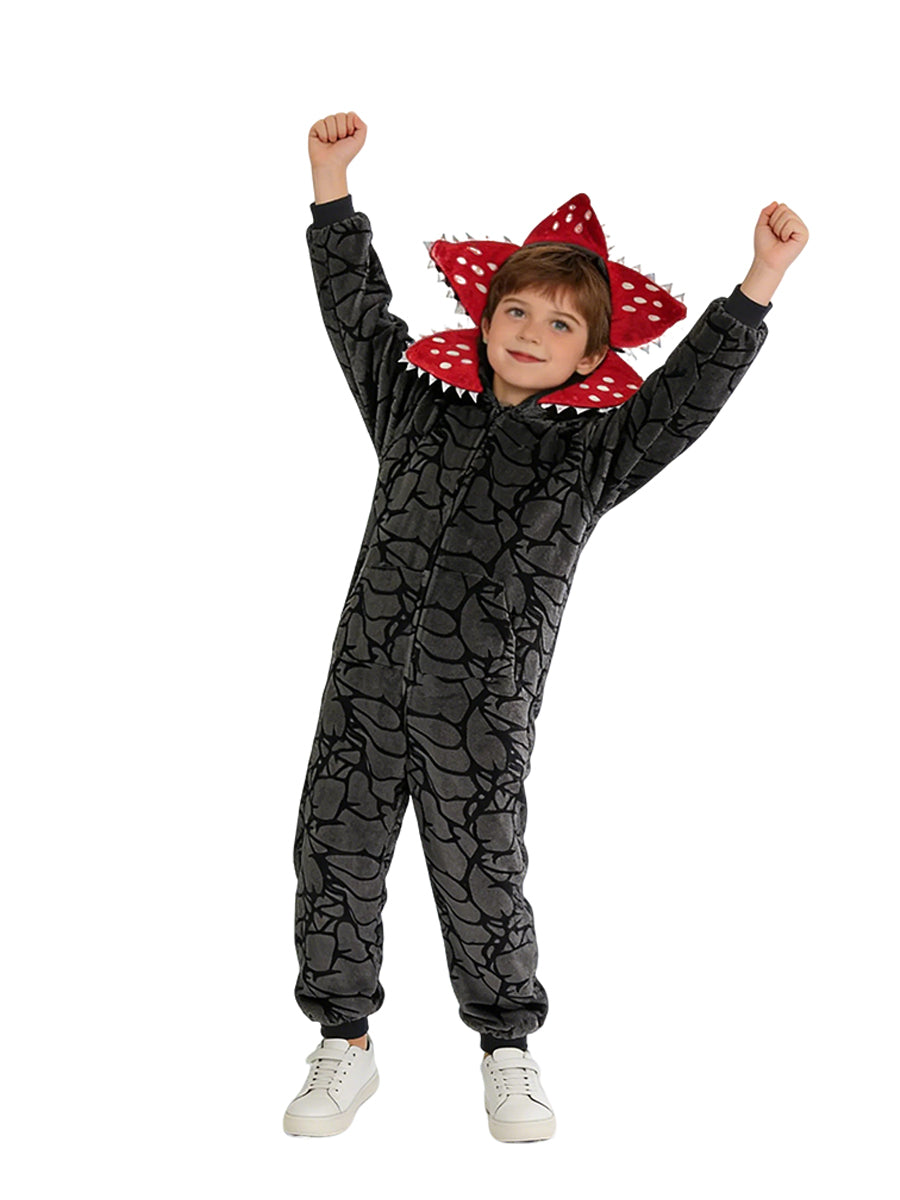 Scary Floral Fleece Hooded Jumpsuit