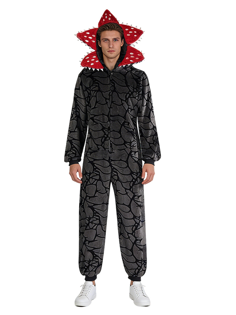 Scary Floral Fleece Hooded Jumpsuit
